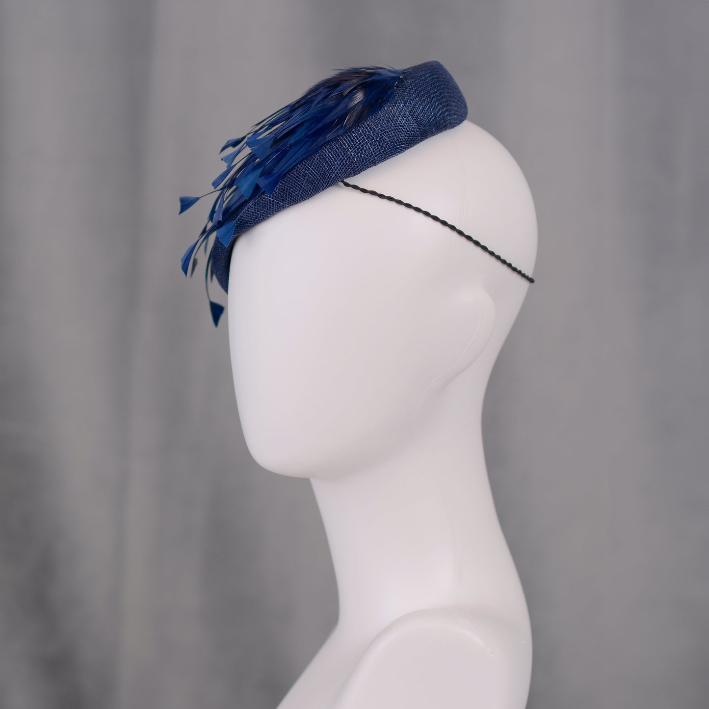 Navy Blue Feather Teardrop Beret