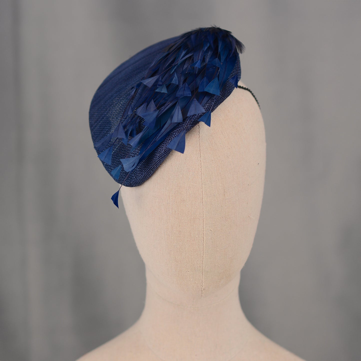 Navy Blue Feather Teardrop Beret