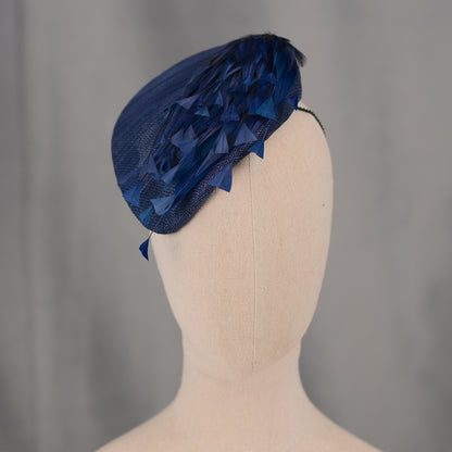 Navy Blue Feather Teardrop Beret