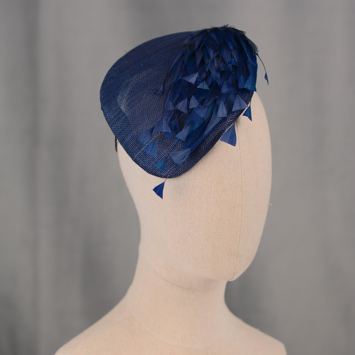 Navy Blue Feather Teardrop Beret