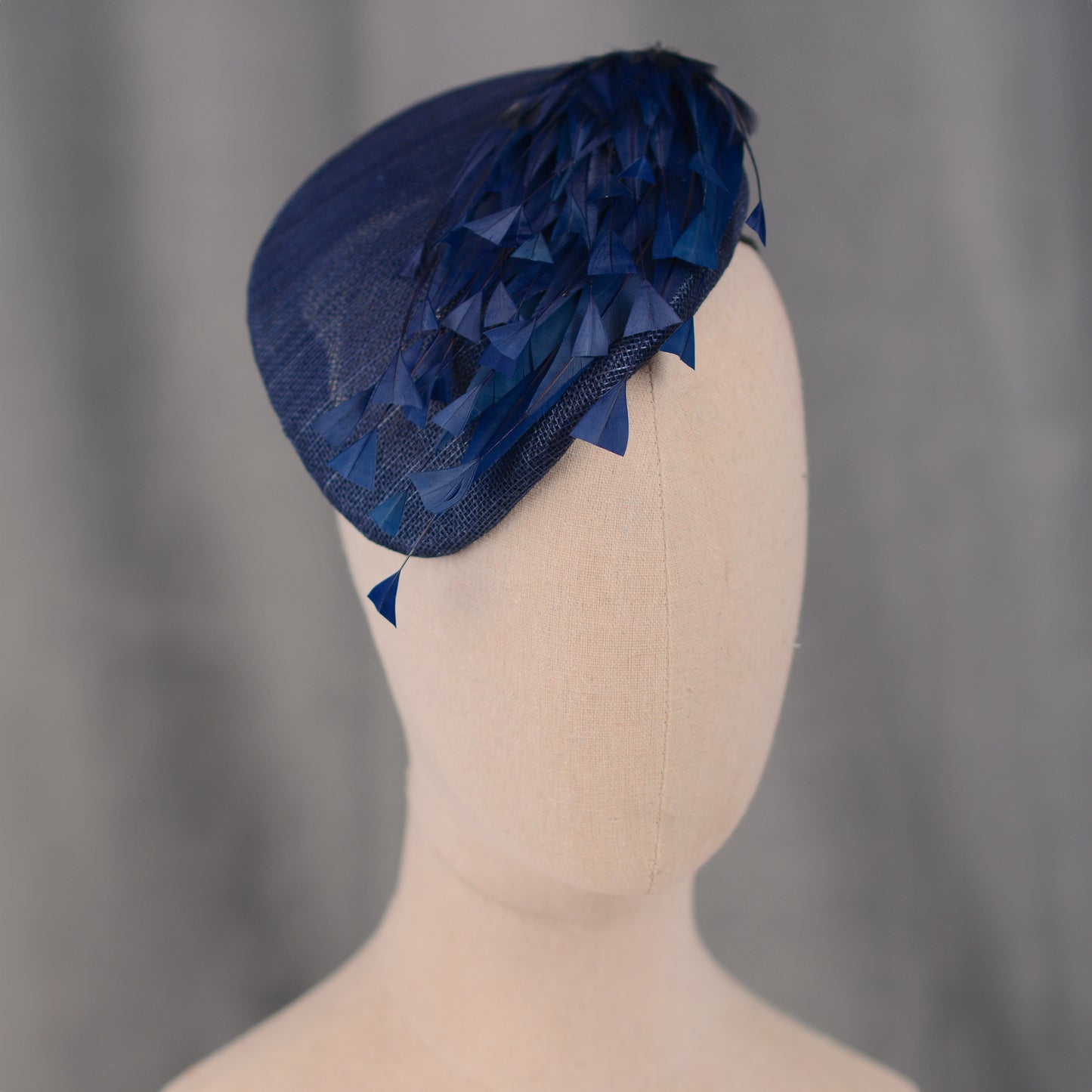 Navy Blue Feather Teardrop Beret