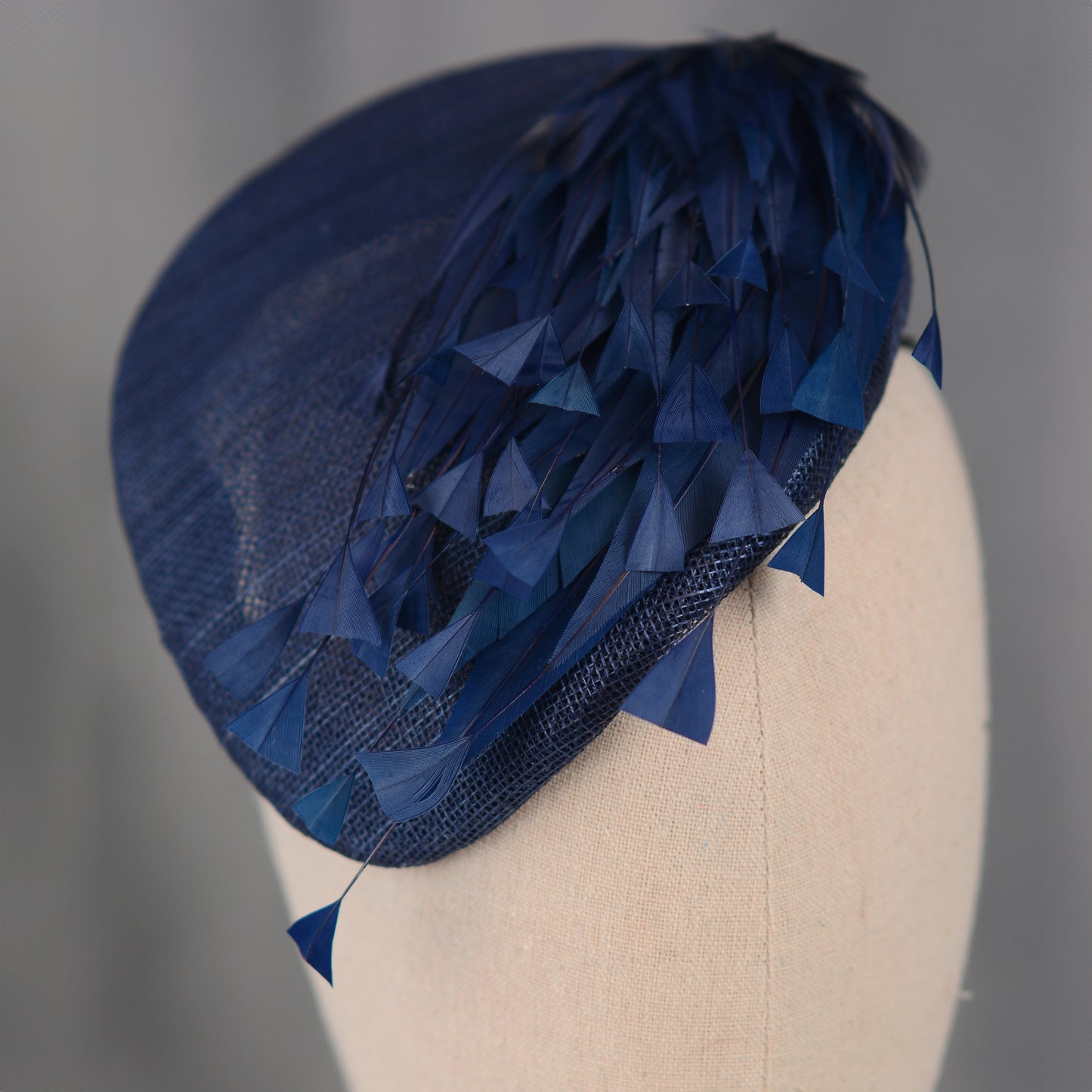 Navy Blue Feather Teardrop Beret