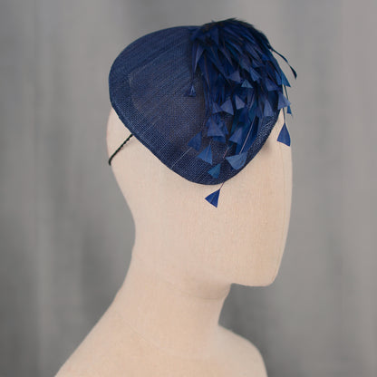 Navy Blue Feather Teardrop Beret