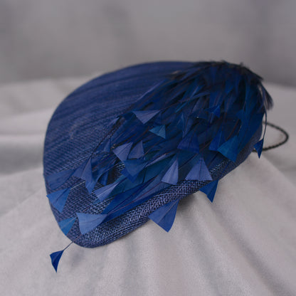 Navy Blue Feather Teardrop Beret