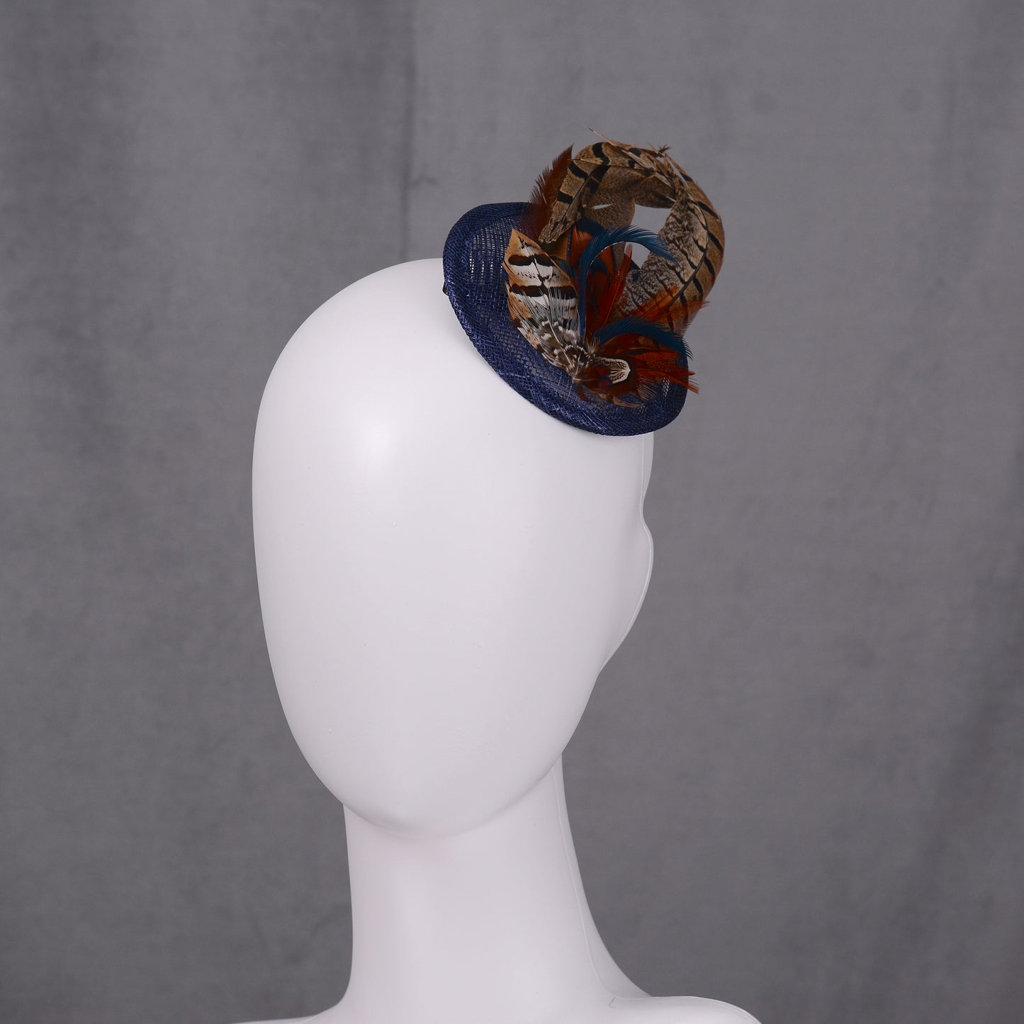 Navy Blue and Pheasant Feather Fascinator
