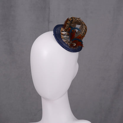 Navy Blue and Pheasant Feather Fascinator