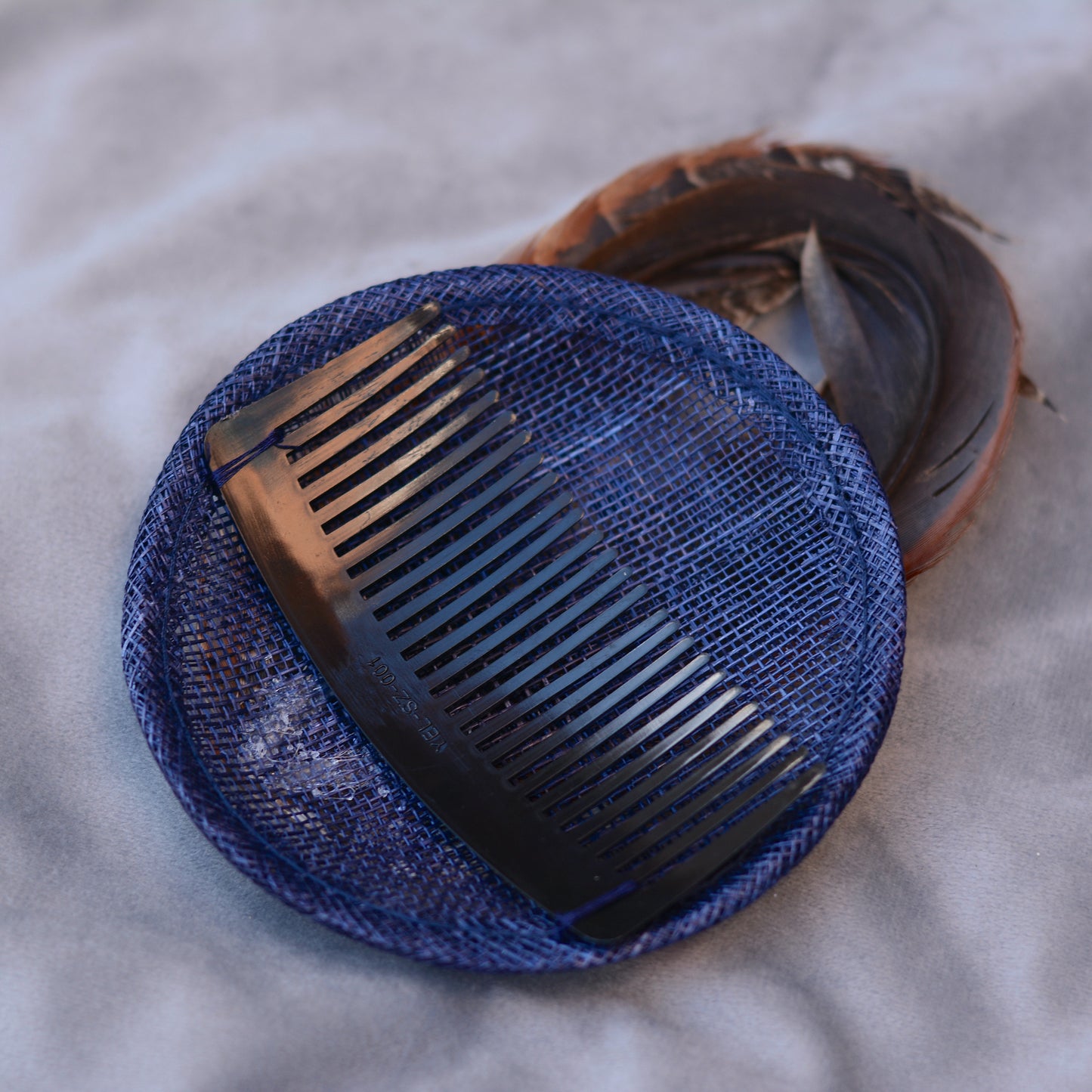 Navy Blue and Pheasant Feather Fascinator
