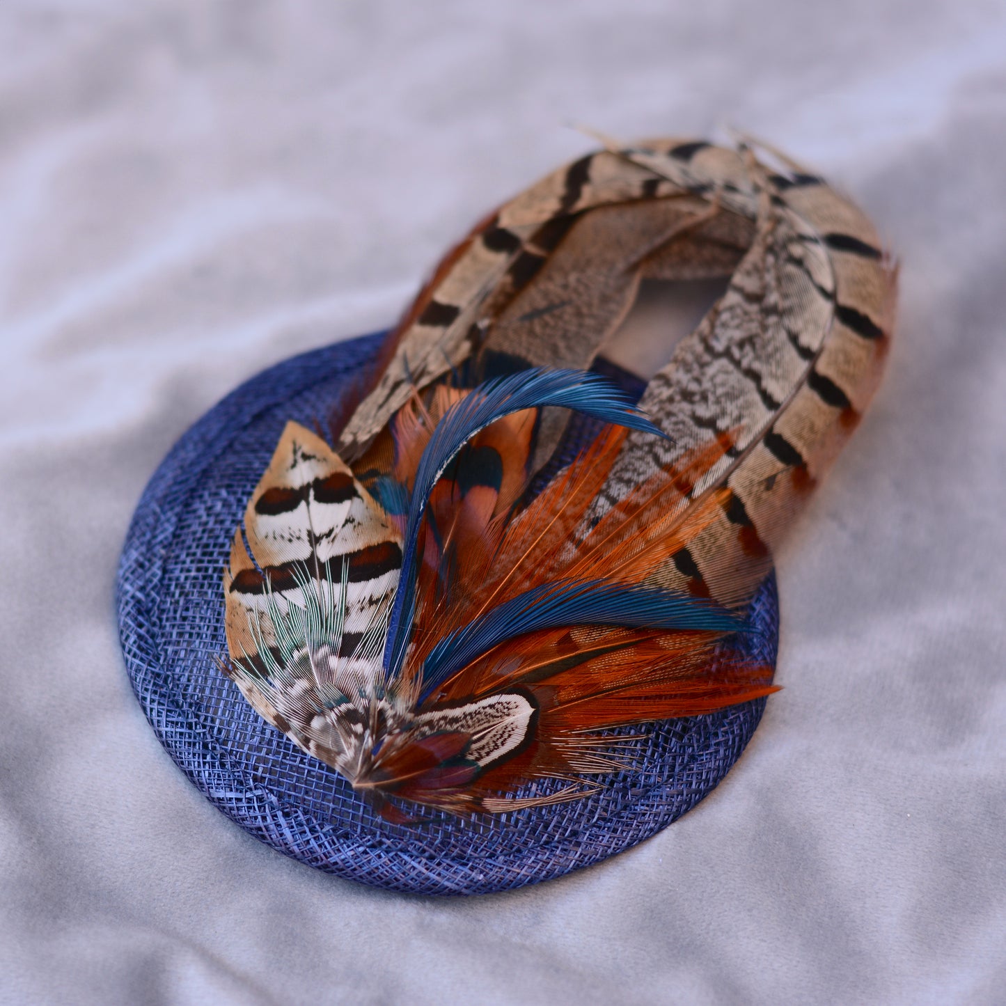 Navy Blue and Pheasant Feather Fascinator