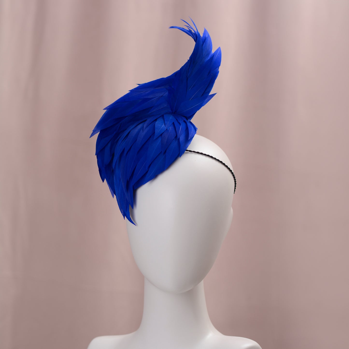 Cobalt Blue Feathered Twist Teardrop Fascinator