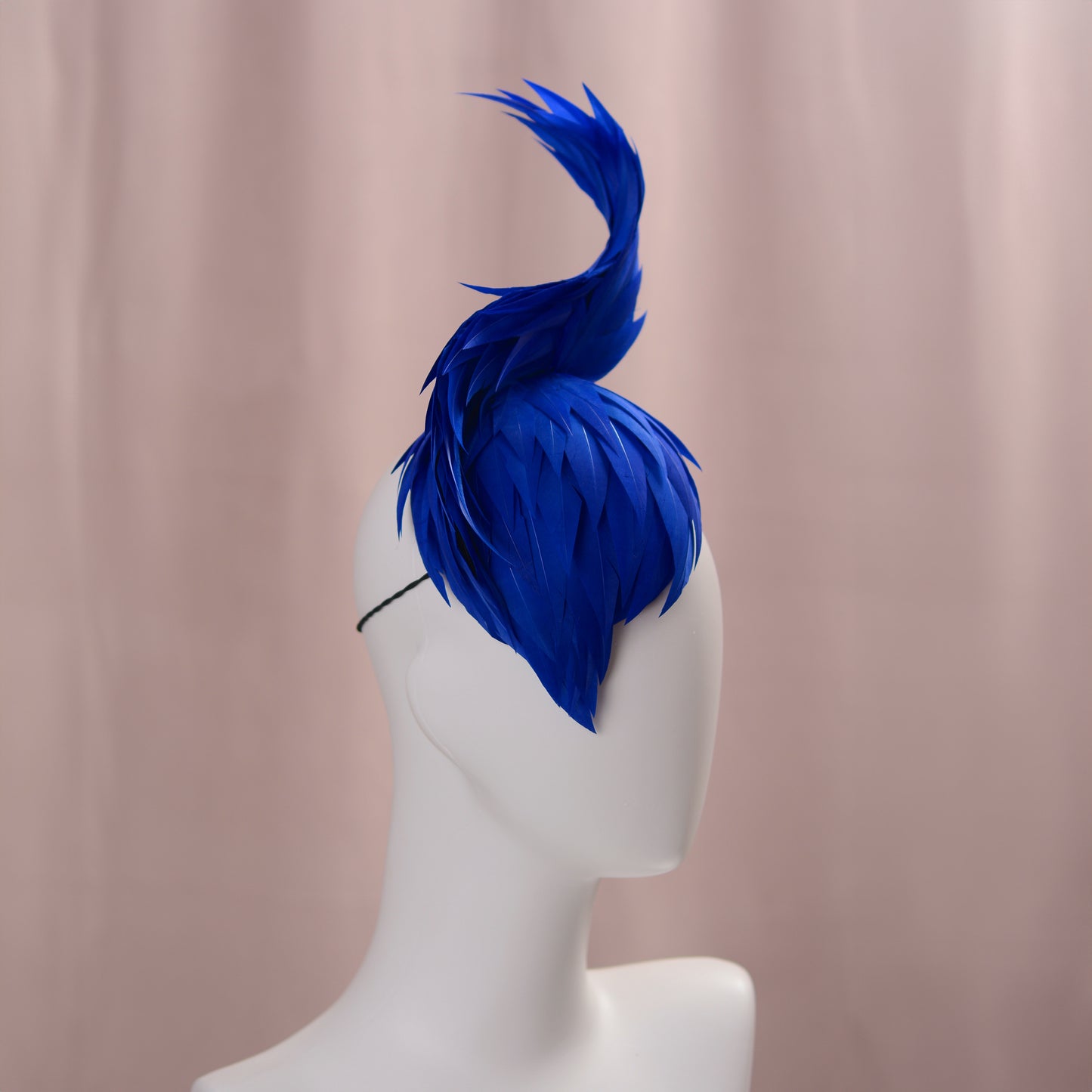 Cobalt Blue Feathered Twist Teardrop Fascinator