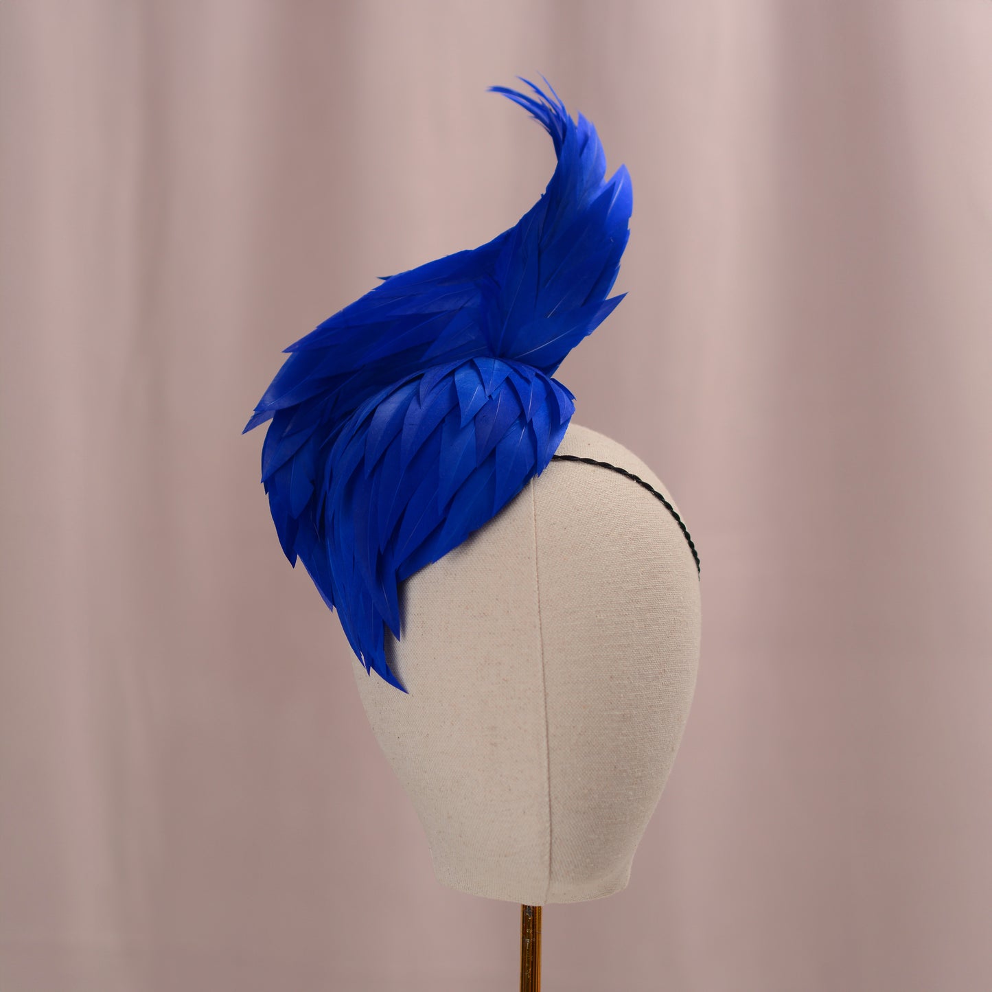 Cobalt Blue Feathered Twist Teardrop Fascinator