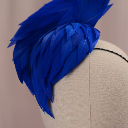 Cobalt Blue Feathered Twist Teardrop Fascinator