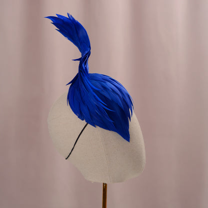 Cobalt Blue Feathered Twist Teardrop Fascinator