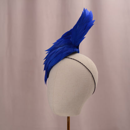 Cobalt Blue Feathered Twist Teardrop Fascinator