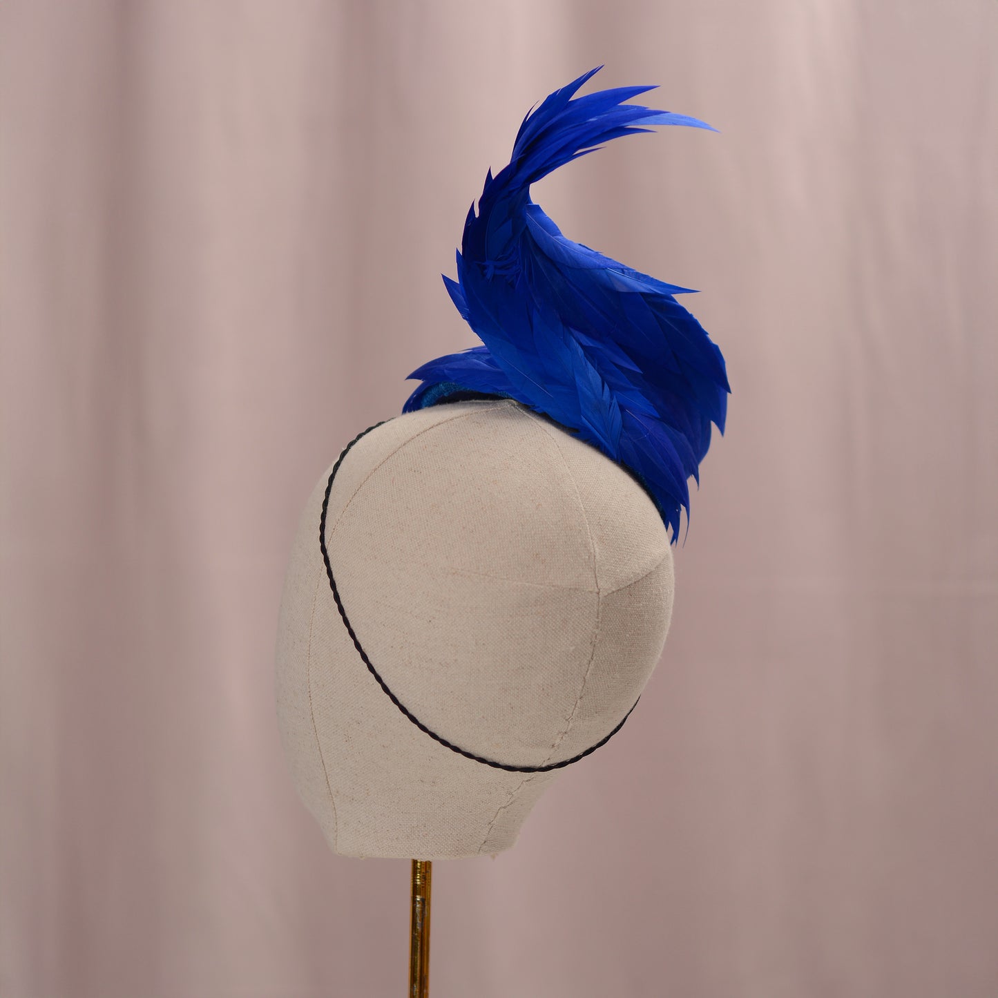 Cobalt Blue Feathered Twist Teardrop Fascinator