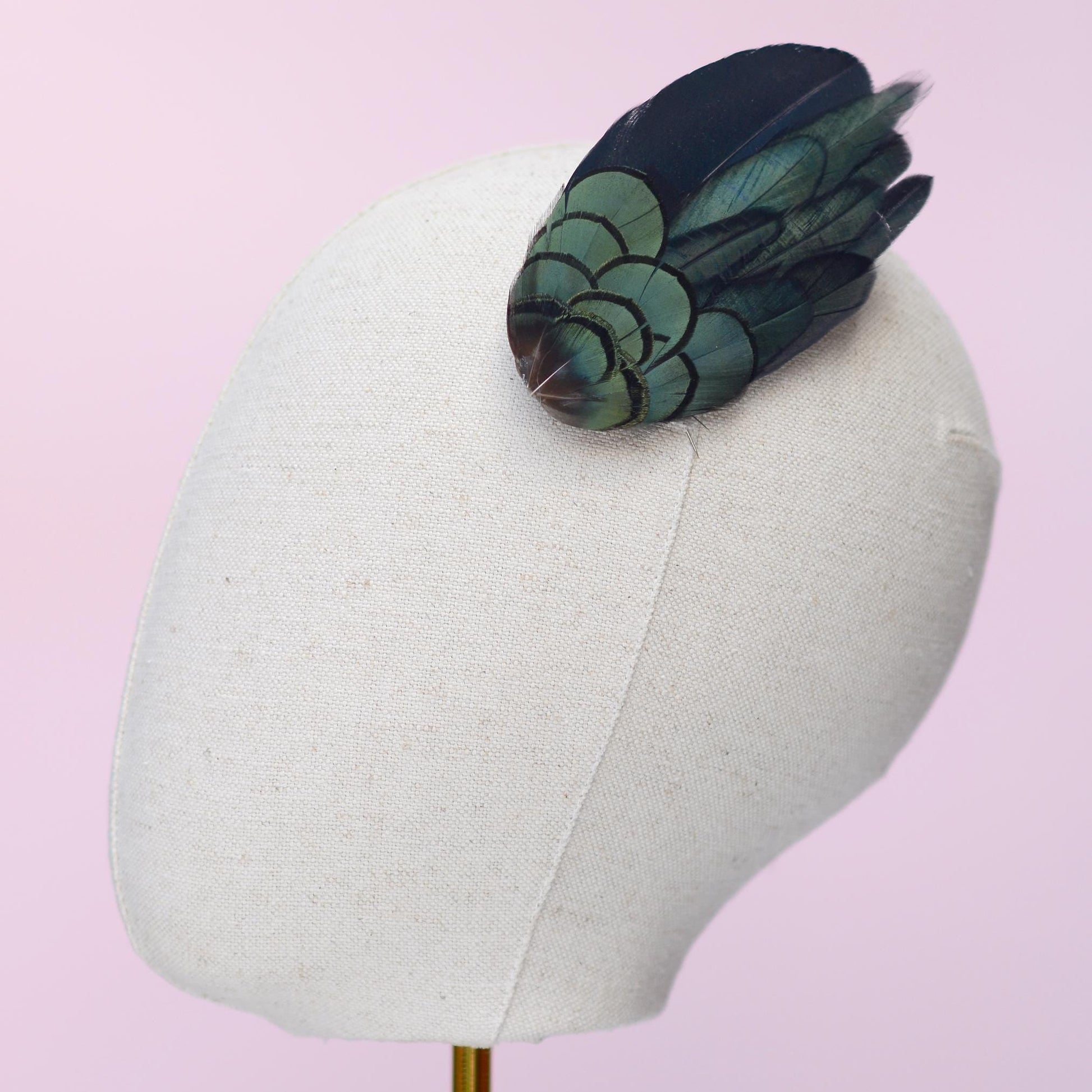 Black and Green Feather Hair Clip | Black Feather Fascinator | Bridal Hair Clip | Bridesmaid Hair Clip | Wedding Fascinator