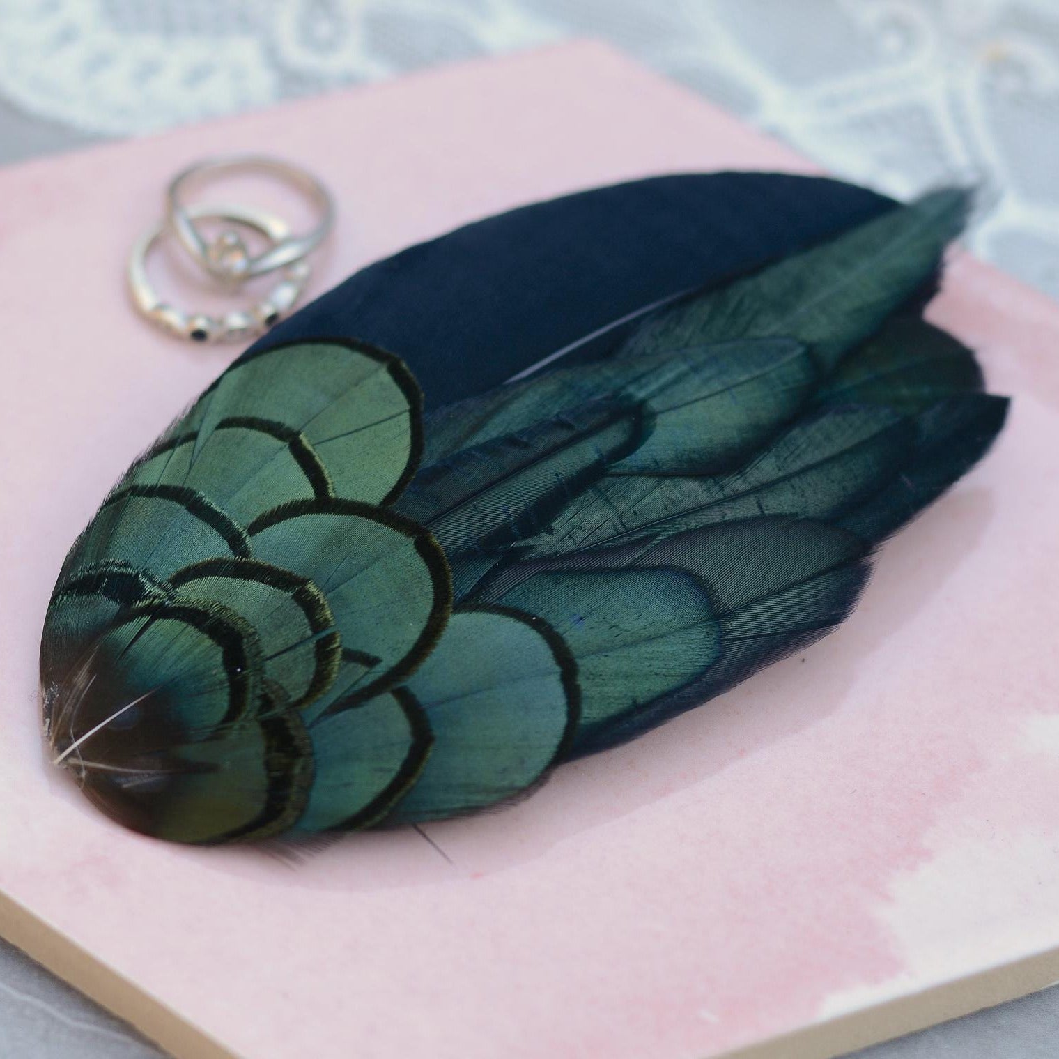 Black and Green Feather Hair Clip | Black Feather Fascinator | Bridal Hair Clip | Bridesmaid Hair Clip | Wedding Fascinator