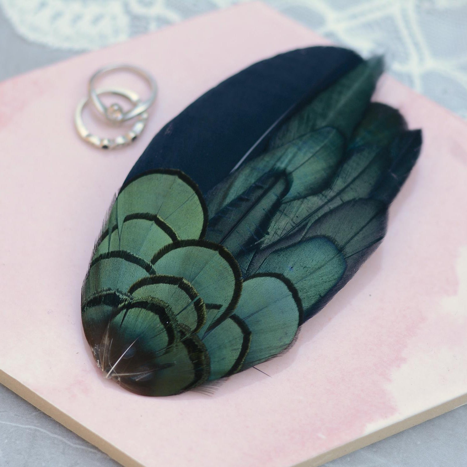 Black and Green Feather Hair Clip | Black Feather Fascinator | Bridal Hair Clip | Bridesmaid Hair Clip | Wedding Fascinator