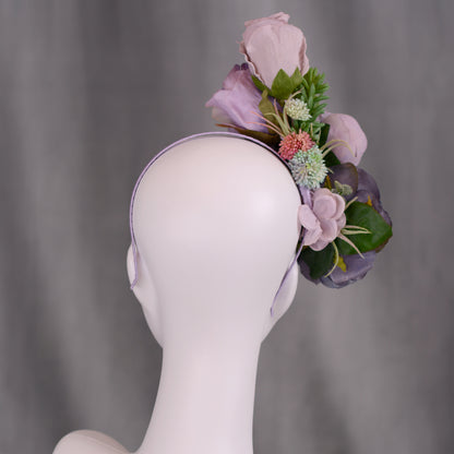 Flower Headpiece in Blue and Lavender Purple