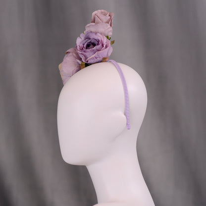 Flower Headpiece in Blue and Lavender Purple
