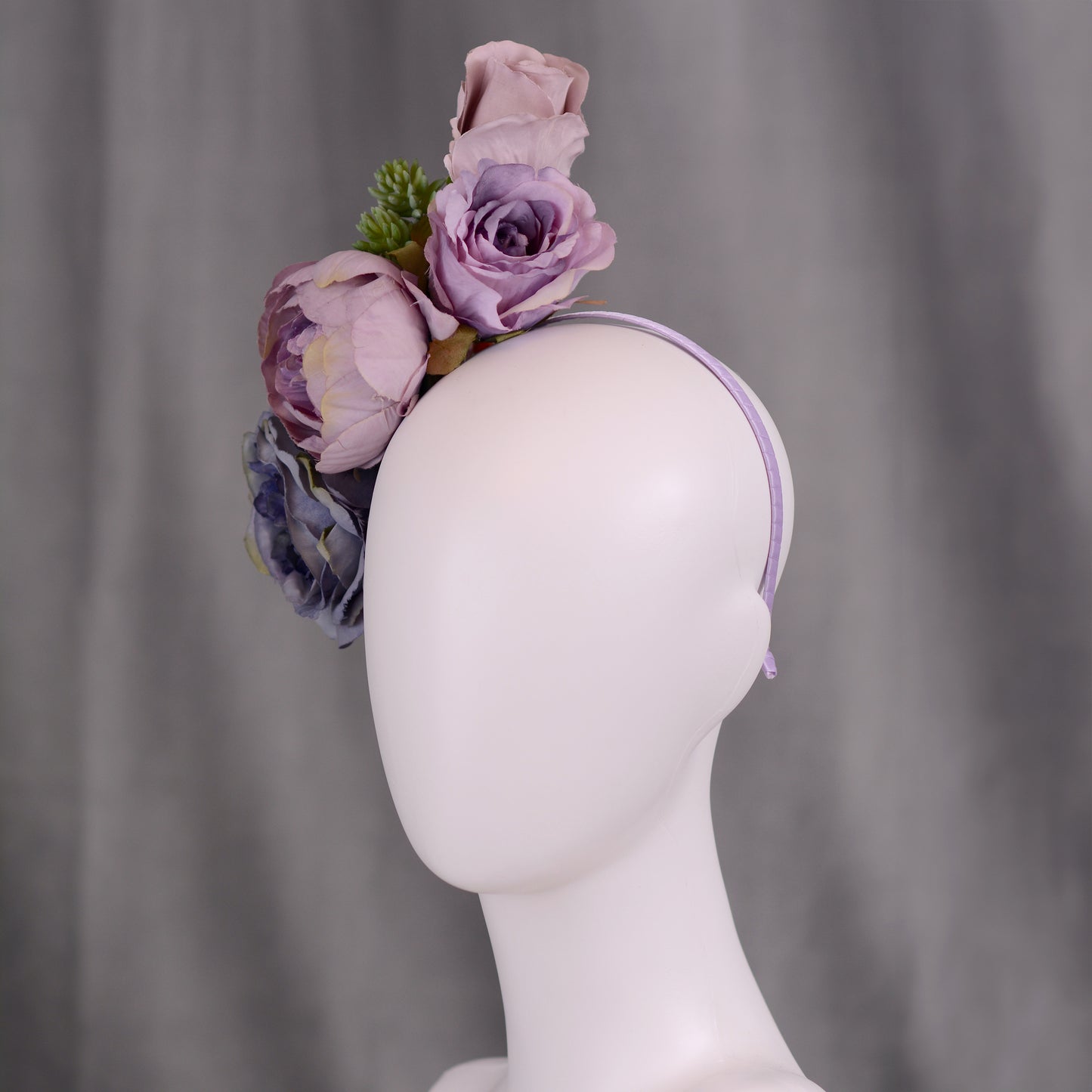 Flower Headpiece in Blue and Lavender Purple