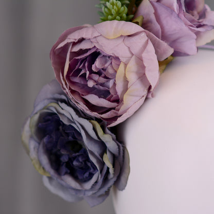 Flower Headpiece in Blue and Lavender Purple