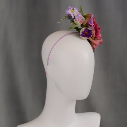 Sculptural Purple and Pink Roses Headpiece