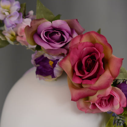 Sculptural Purple and Pink Roses Headpiece