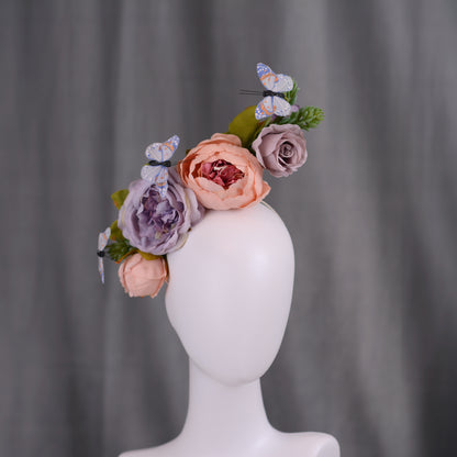 Sculptural Flower Headpiece in Blush Pink and Lilac
