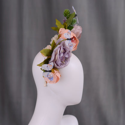 Sculptural Flower Headpiece in Blush Pink and Lilac