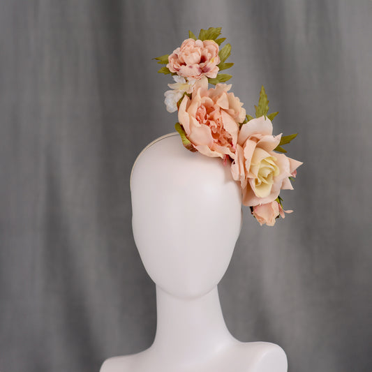 Floating Flower Headpiece in Blush Pink Peony and Roses