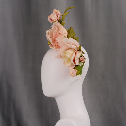 Floating Flower Headpiece in Blush Pink Peony and Roses
