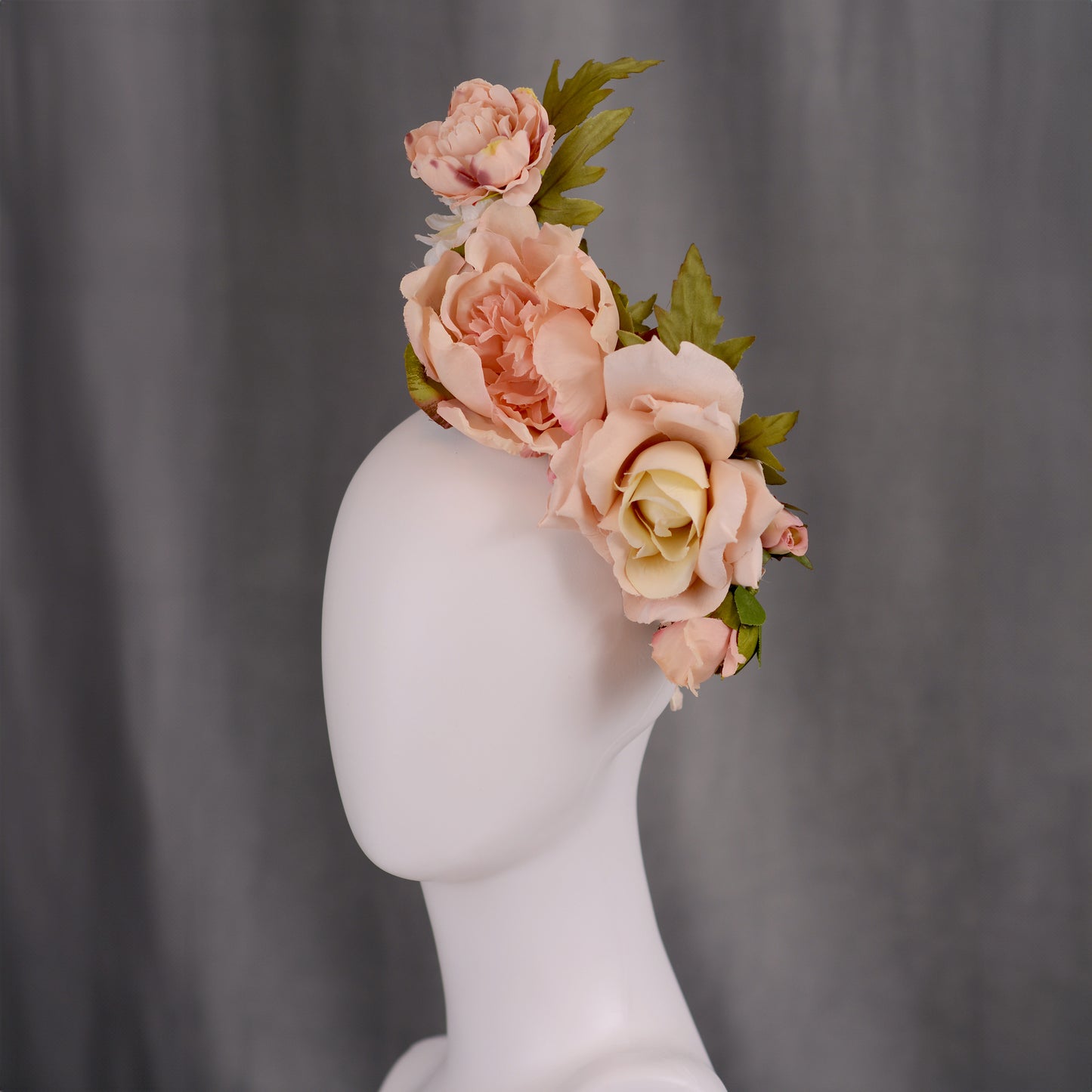 Floating Flower Headpiece in Blush Pink Peony and Roses