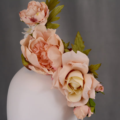 Floating Flower Headpiece in Blush Pink Peony and Roses
