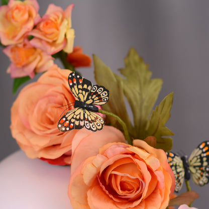 Sculptural Roses Headpiece in Pink and Orange