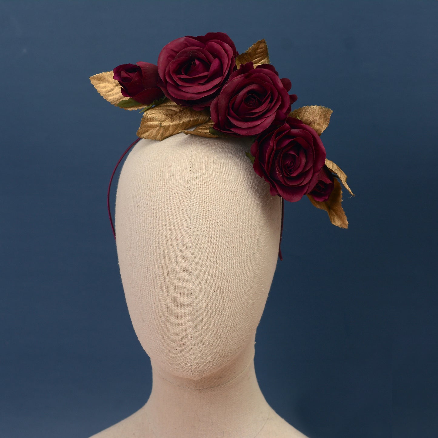 Plum Purple and Gold Floating Roses Headpiece