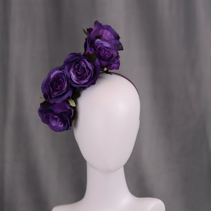 Royal Purple Floating Rose Headpiece