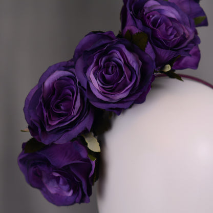 Royal Purple Floating Rose Headpiece