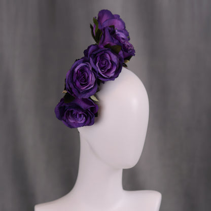 Royal Purple Floating Rose Headpiece