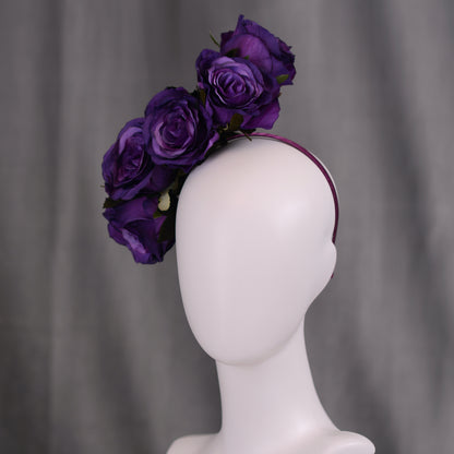 Royal Purple Floating Rose Headpiece