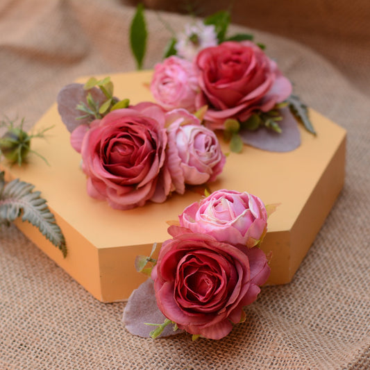 Lipstick Pink Rose Flower Hair Clip