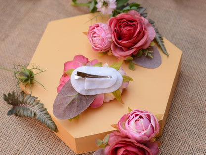 Lipstick Pink Rose Flower Hair Clip
