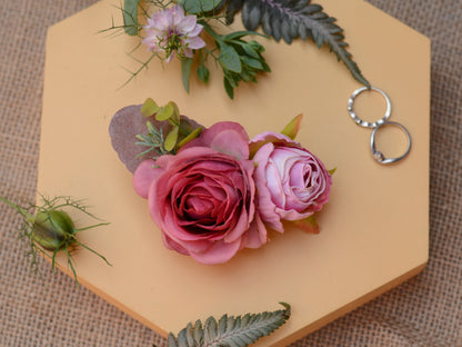 Lipstick Pink Rose Flower Hair Clip