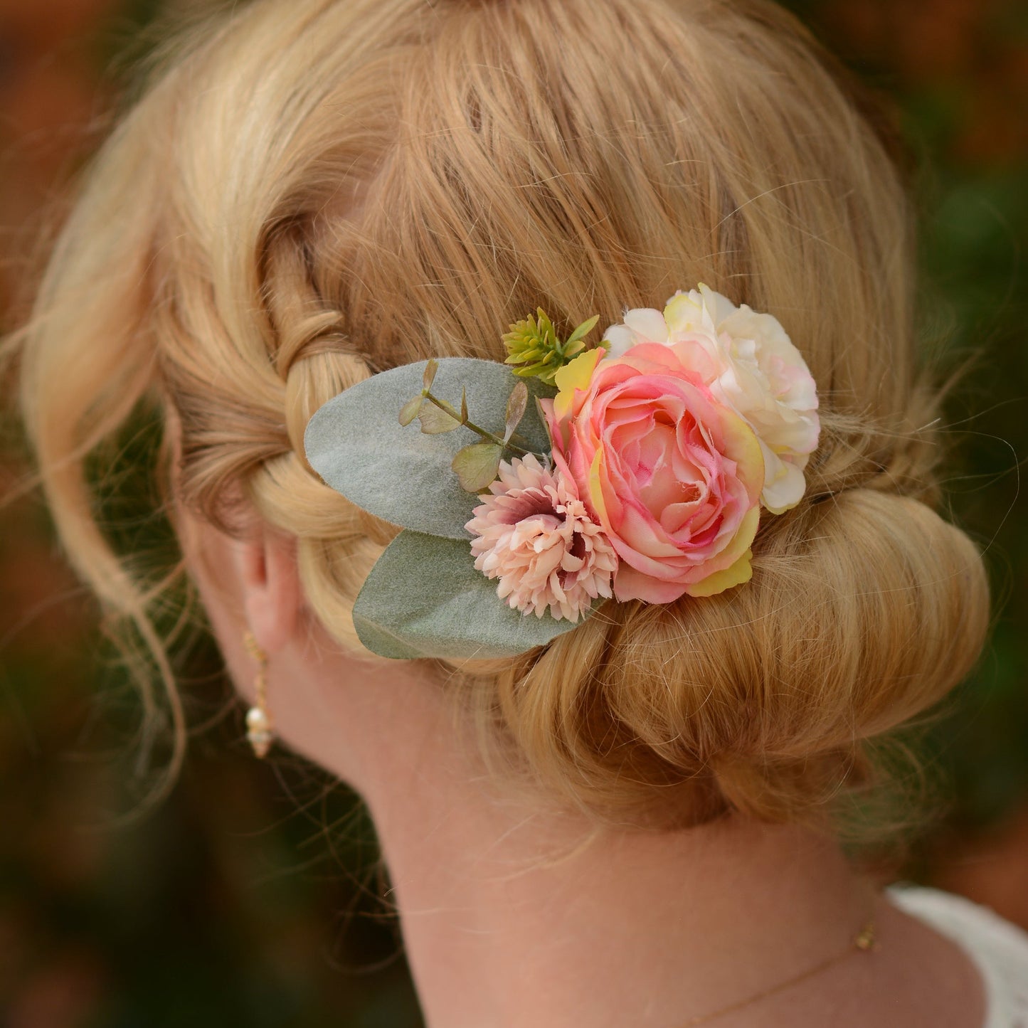 Coral Pink Rose Hair Clip