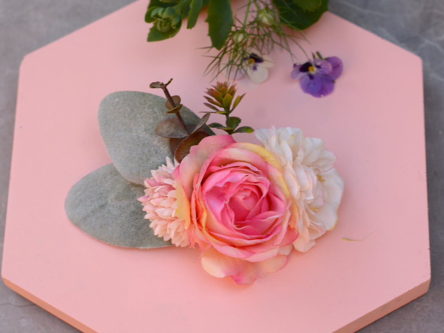Coral Pink Rose Hair Clip