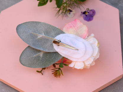 Coral Pink Rose Hair Clip