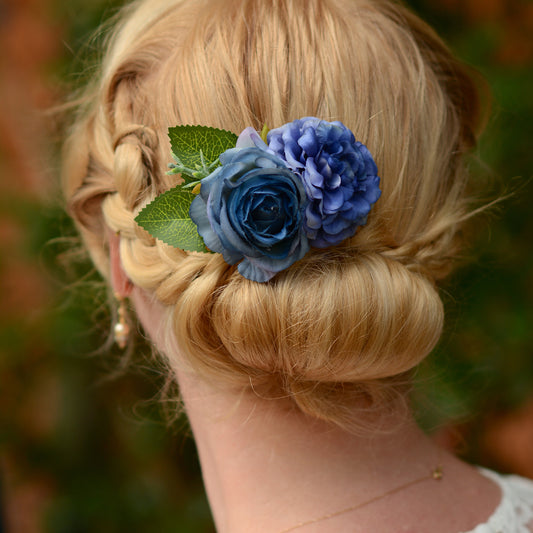 Blue Rose Hair Clip
