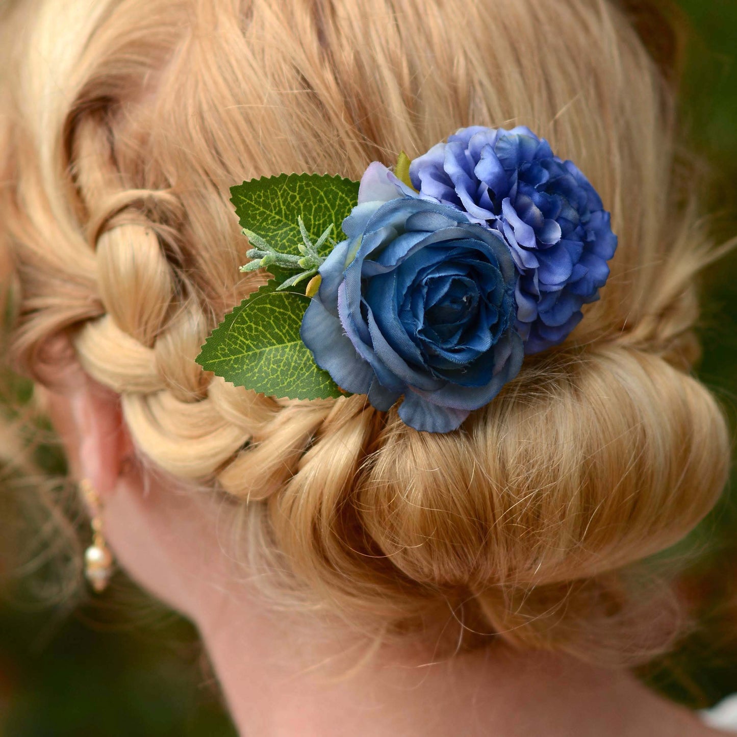 Blue Rose Hair Clip