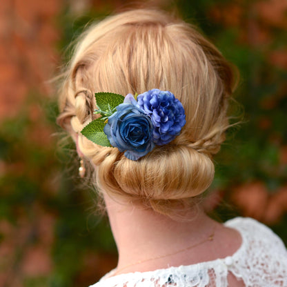 Blue Rose Hair Clip