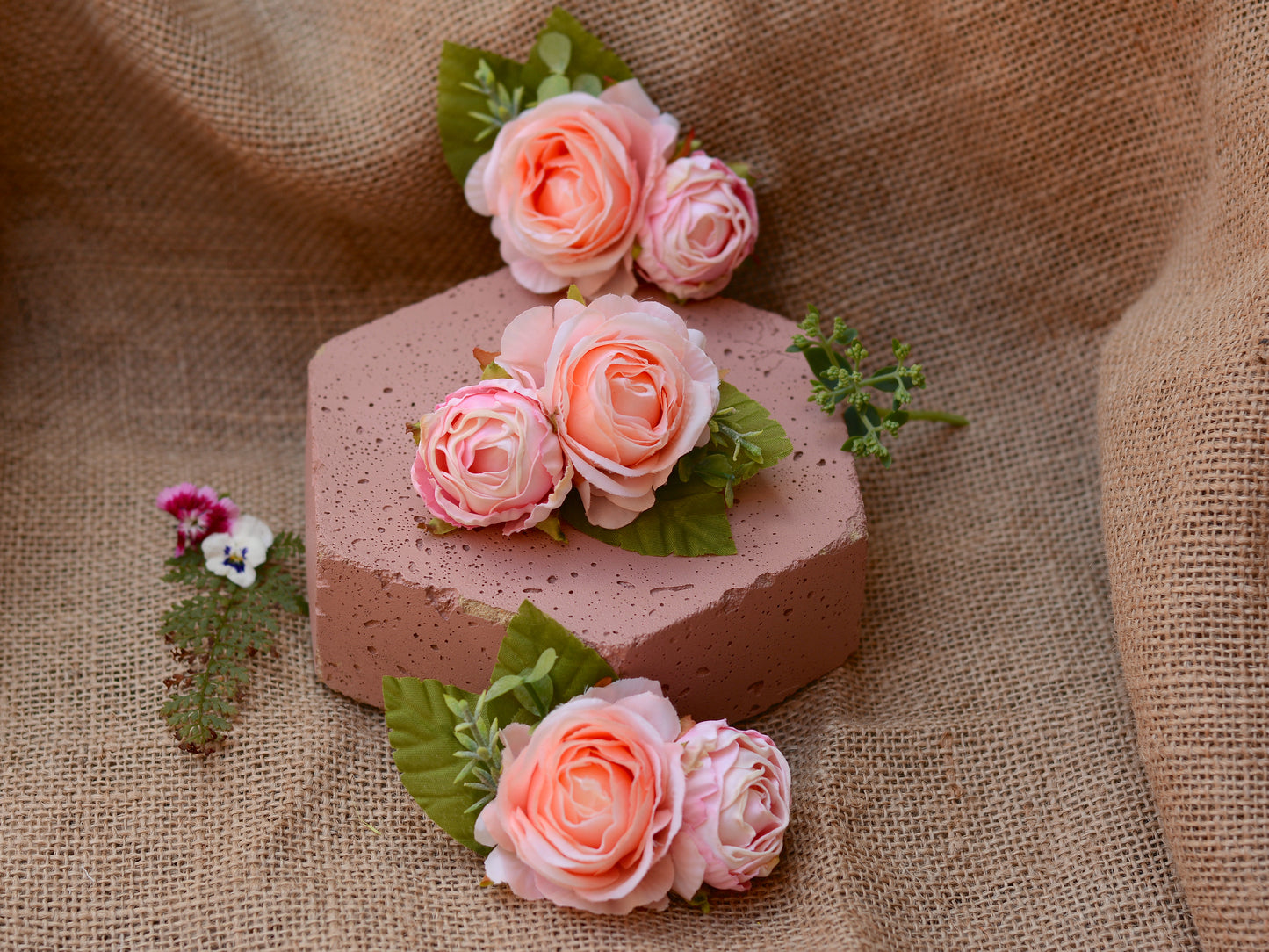 Blush Pink Rose Flower Hair Clip